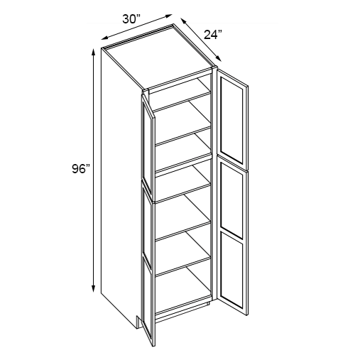 WP3096-27 - Pantry  - WHITE SHAKER Solid Soft Close RTA Cabinet (Flat Pack)  FINAL PRICE CLEARANCE // NO RETURNS OR EXCHANGES