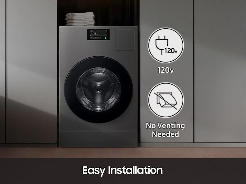 Samsung - Bespoke AI Laundry Combo 5.3 Cu. Ft. All-in-One Washer with Super Speed and Ventless Heat Pump Electric Dryer - Dark Steel, WD53DBA900HZA1 [FB164], MSRP: $3,338.96, FINAL PRICE: $1,599.99 + TAX