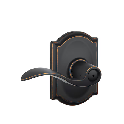 Schlage Accent Aged Bronze Interior Bed/Bath Privacy Door Handle, F40 V ACC 716 CAM, MSRP: $46.98 - FINAL: