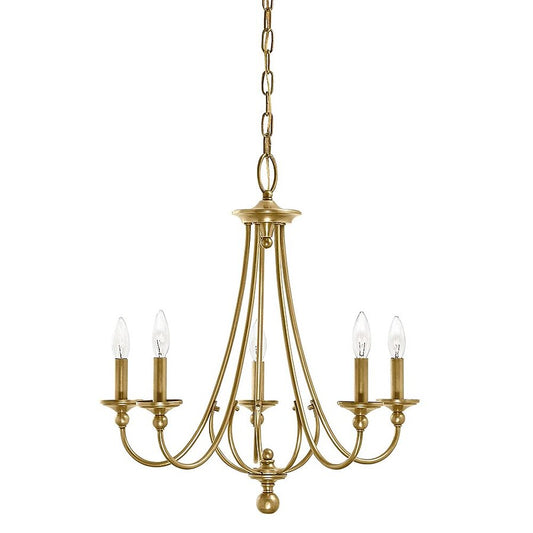 Kichler Camella 21.77-in 5-Light Natural Brass Williamsburg Candle Chandelier, CLEARANCE PRICE: $29.99 + Tax