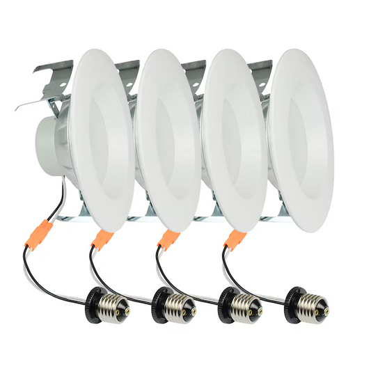 Project Source White 5-in or 6-in 650-Lumen Cool White Round Dimmable LED Canned Recessed Downlight (4-Pack)