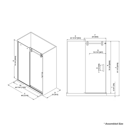 OVE Decors Sydney Satin Nickel 46-1/2-in to 48-in W x 78.75-in H Frameless Sliding Shower Door, SYDNEY-48SNSD   827124, MSRP: $829.00, - FINAL: