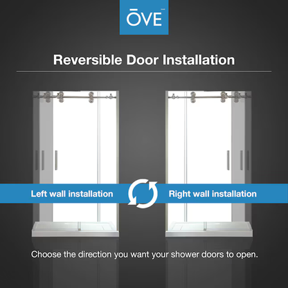 OVE Decors Sydney Satin Nickel 46-1/2-in to 48-in W x 78.75-in H Frameless Sliding Shower Door, SYDNEY-48SNSD   827124, MSRP: $829.00, - FINAL: