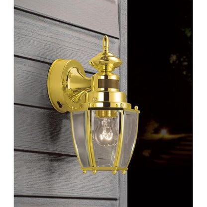 Portfolio 1-Light 11.75-in H Polished Brass Outdoor Wall Light, JEL1691A PB, 0066580, MSRP: $51.98, CLEARANCE PRICE : $9.99 + Tax