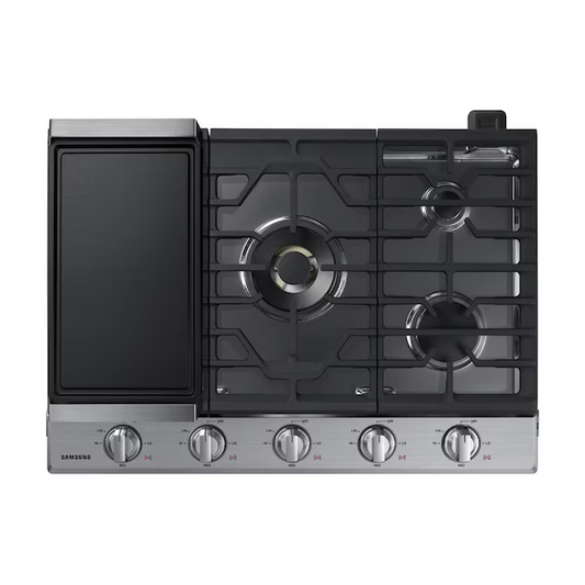 Samsung 30-in 5 Burners Stainless Steel Gas Cooktop (Griddle Included)