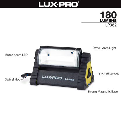 LUXPRO 2 Pack 180 Lumen Broadbeam Magnetic LED Mini Triangle Area Work Light