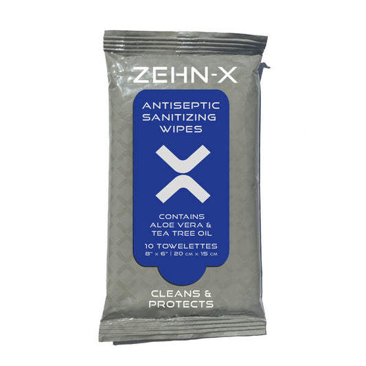 ZEHN-X Antiseptic Sanitizing Towelettes - 10 Towelette Packs 8” x 6”