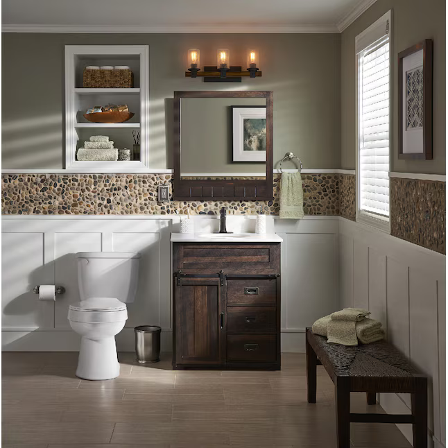 Style Selections Morriston 26-in x 28-in Framed Bathroom Vanity Mirror (Brown), WSL30BVMB   866550 *HD2410, Retail: $79.98, FINAL PRICE: $49.99 + TAX