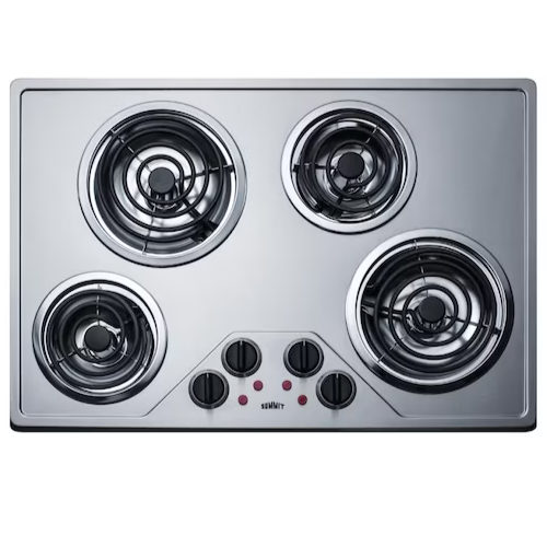 Summit Appliance 30-in 4 Burners Coil Stainless Steel Electric Cooktop