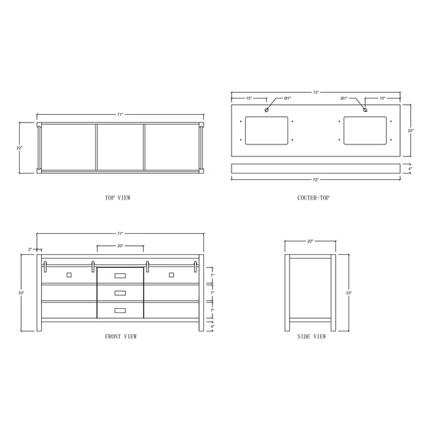 Florence 72-inch Double Sink Vanity in White with Carrara White Marble Top, VV372W-TV172D, Retail: $2,099.95, FINAL PRICE: $1,299.99 + TAX