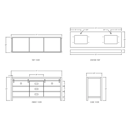 Florence 72-inch Double Sink Vanity in White with Carrara White Marble Top, VV372W-TV172D, Retail: $2,099.95, FINAL PRICE: $1,299.99 + TAX