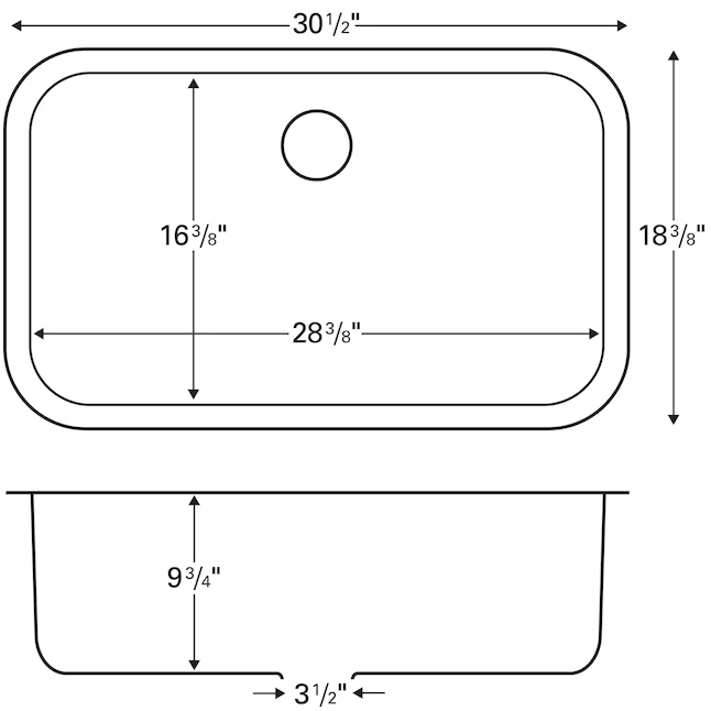 Karran Undermount 30.5-in x 18.375-in Soft Satin Brushed Stainless Steel Single Bowl Kitchen Sink, U-3018 *HD2403, MSRP: $208.15, Final Price: $129.99 + Tax