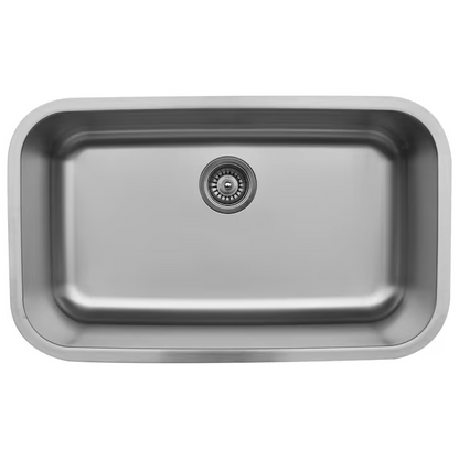 Karran Undermount 30.5-in x 18.375-in Soft Satin Brushed Stainless Steel Single Bowl Kitchen Sink, U-3018 *HD2403, MSRP: $208.15, Final Price: $129.99 + Tax