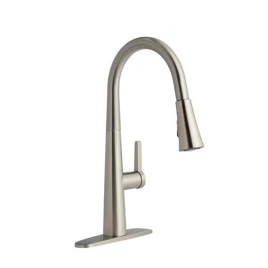 allen + roth Bryton Stainless Steel Single Handle Pull-down Kitchen Faucet with Sprayer Function (Deck Plate Included), 2517064 *HD23, MSRP: $$129.00, FINAL: