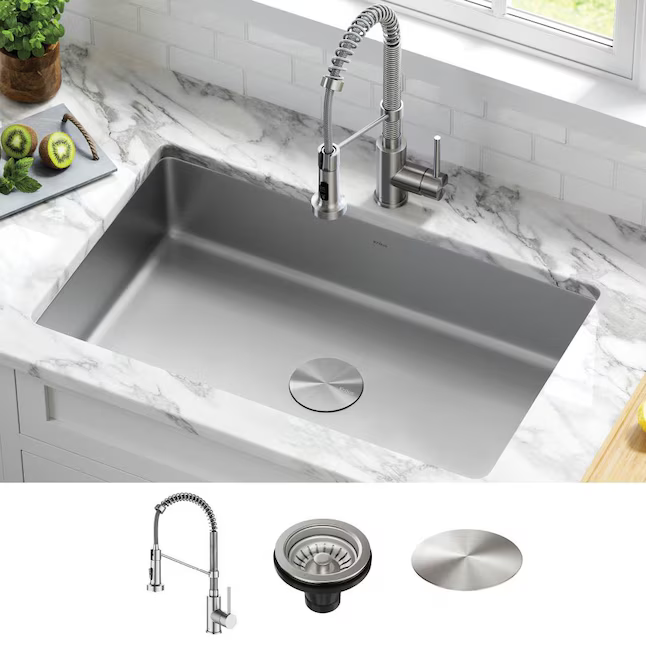 Kraus 32-in Undermount Sink With Commercial Style Faucet Stainless, KCL-1700 MSRP:$429.95 SPECIAL DISCOUNT!