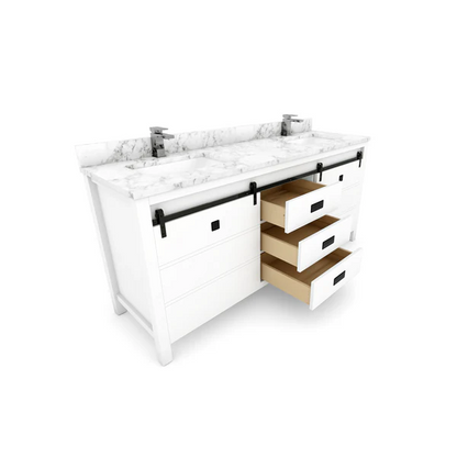 Florence 72-inch Double Sink Vanity in White with Carrara White Marble Top, VV372W-TV172D, Retail: $2,099.95, FINAL PRICE: $1,299.99 + TAX