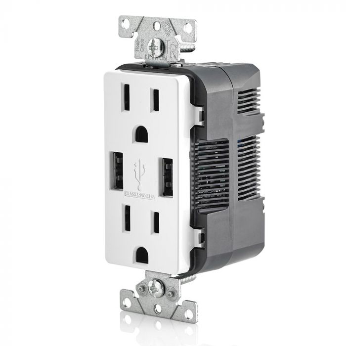 Leviton Duplex USB Charger / Tamper Resistant Outlet (Residential) T5632-W