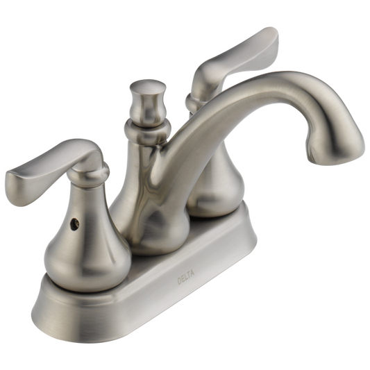 Delta Aubrey Two Handle Centerset Bathroom Faucet Stainless, 25704LF-SS MSRP: $159.85, Clearance, Loc: Rug1