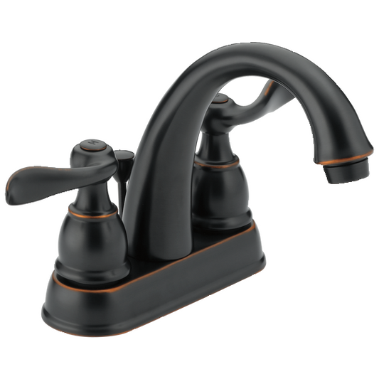 Delta Two Handle Centerset Bathroom Faucet In Oil Rubbed Bronze, 25996LF-OB-ECO, MSRP: $186.00, CLEARANCE, Loc: Rug1