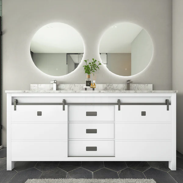 Florence 72-inch Double Sink Vanity in White with Carrara White Marble Top, VV372W-TV172D, Retail: $2,099.95, FINAL PRICE: $1,299.99 + TAX