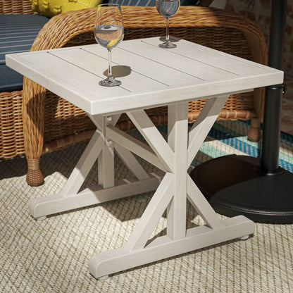 allen + roth Serena Park Square Outdoor End Table 19.88-in W x 19.88-in L, 2808416, FTS90704, MSRP: $128, Final: $74.99, CLEARANCED: [FB018]