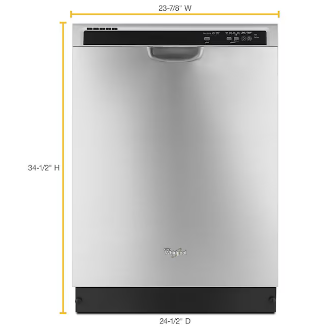 Whirlpool 24-in Front Control Built-In Dishwasher (Monochromatic Stainless Steel) ENERGY STAR 55-dBA Standard Sound Level