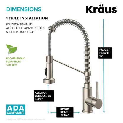 Kraus Model:# KCL-1700 32-in Undermount Sink With Commercial Style Faucet Stainless MSRP:$429.95 SPECIAL DISCOUNT!