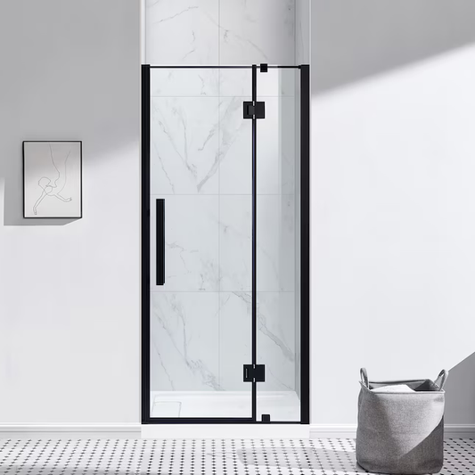 OVE Decors Niko Matte Black 34-in to 36-in x 73.9-in Frameless Hinged Soft Close Shower Door, NIKO-SC-36GP-MB 3492207 *HD2405, Retail: $ 669.00 - Final: $429.99