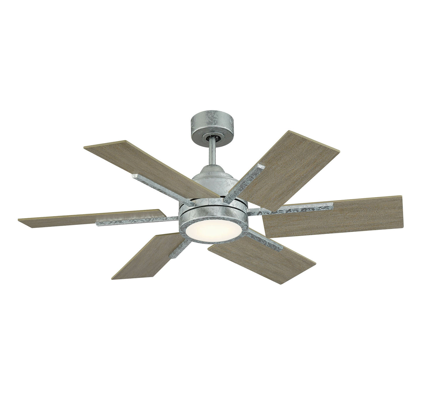 44-770-6WO-168 Farmhouse II 44-IN LED Ceiling Fan in Galvanized +Remote MSRP: $658 CLEARANCE DISCOUNT! LOC:Rug-3,S