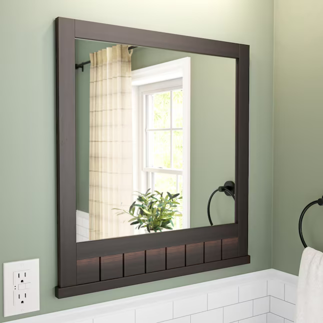 Style Selections Morriston 26-in x 28-in Framed Bathroom Vanity Mirror (Brown), WSL30BVMB   866550 *HD2410, Retail: $79.98, FINAL PRICE: $49.99 + TAX