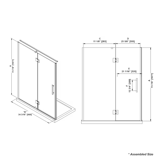 OVE Decors Niko Matte Black 34-in to 36-in x 73.9-in Frameless Hinged Soft Close Shower Door, NIKO-SC-36GP-MB 3492207 *HD2405, Retail: $ 669.00 - Final: $429.99