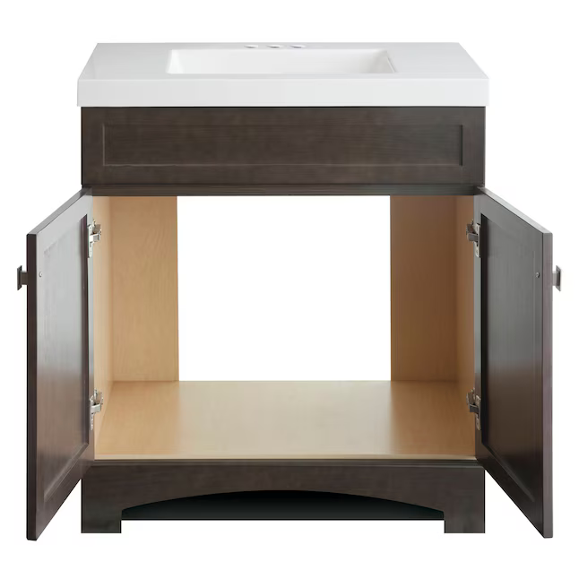 Style Selections Drayden 30-in Heirloom Single Sink Bathroom Vanity with White Cultured Marble Top, CM18F30-SS   642555 *HD2412, Retail: $399.00, FINAL PRICE: $249.99 + TAX