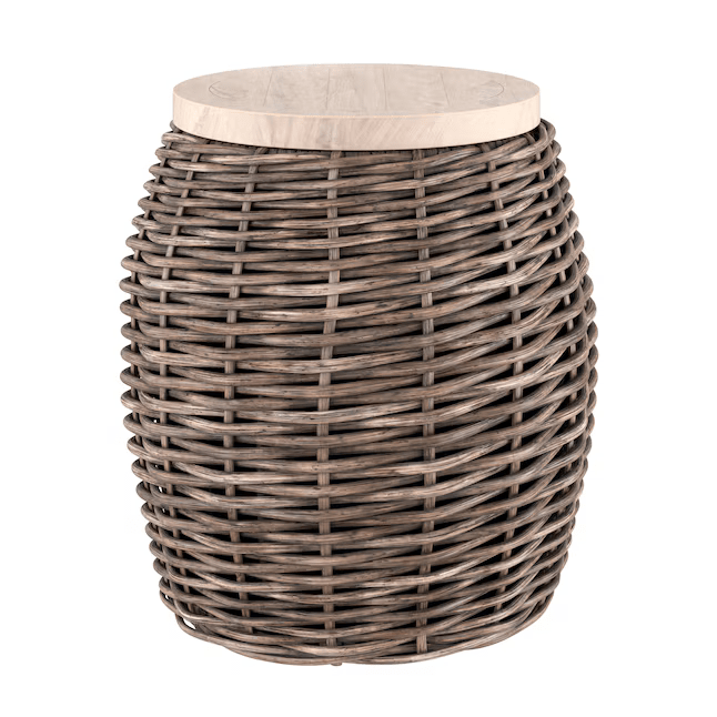 Allen + Roth Maitland Round Wicker Outdoor End Table 19.1-in W x 19.1-in L FWS80629D, MSRP: $228, Final Price: $129.00, [FB018] CLEARANCED: