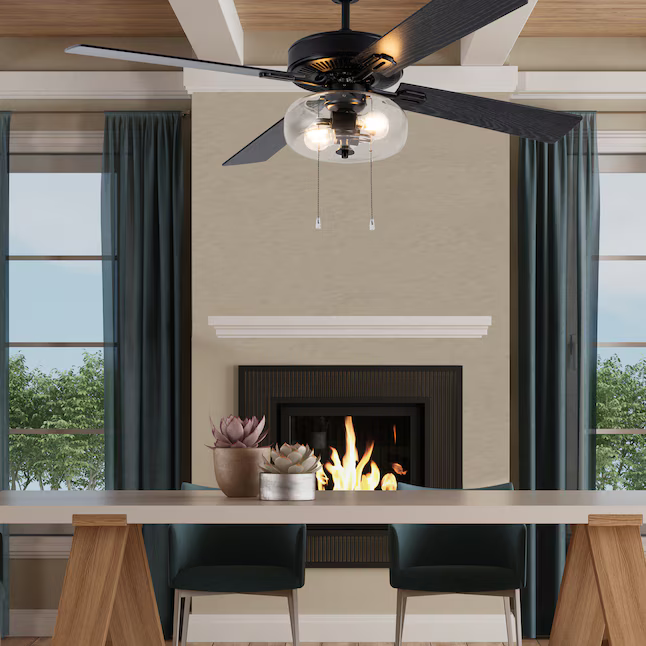 River of Goods 52-in Black Indoor Downrod or Flush Mount Ceiling Fan with Light (4-Blade), 20146 4953324 *HD24, MSRP: $249.98, FINAL: