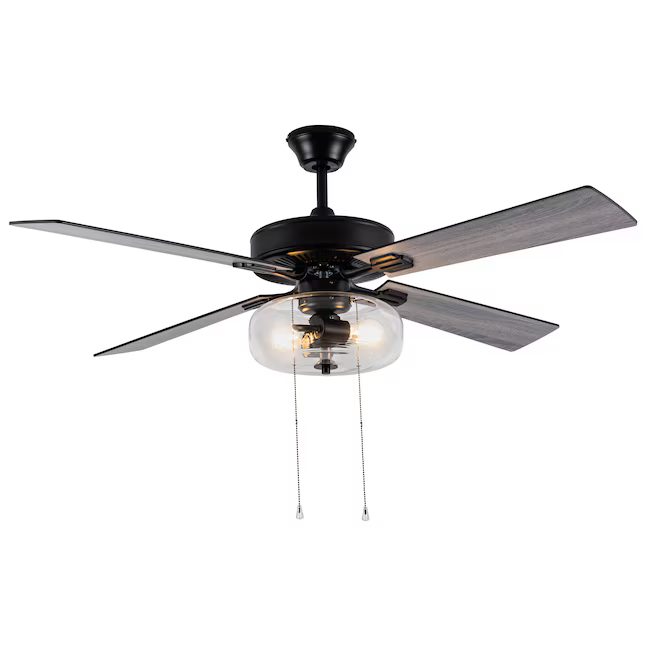 River of Goods 52-in Black Indoor Downrod or Flush Mount Ceiling Fan with Light (4-Blade), 20146 4953324 *HD24, MSRP: $249.98, FINAL: