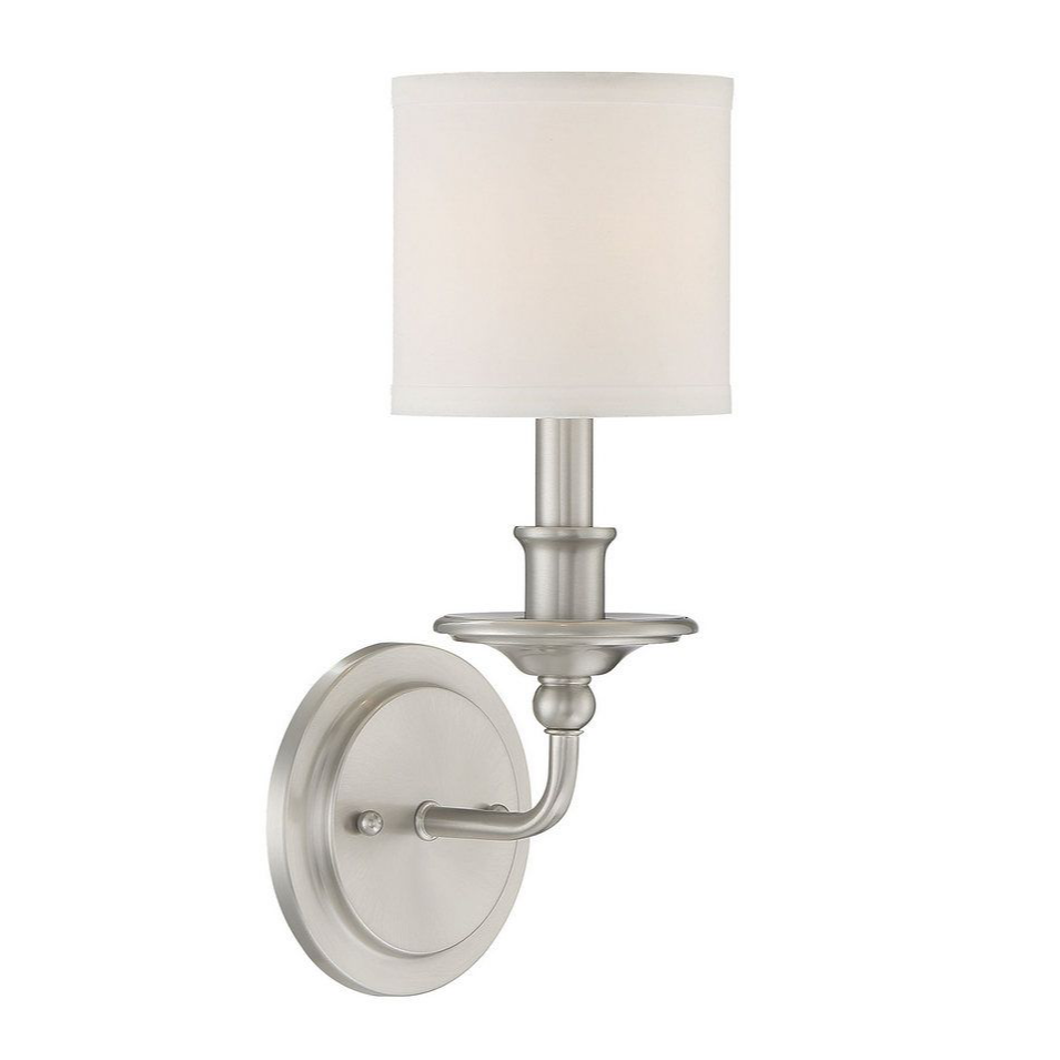 AUBREE 1 LIGHT SCONCE, 9-1150-1-SN, MSRP: $110.00, WHOLESALE: $55.00, Loc: C-2, Final: $19.00, CLEARANCE!