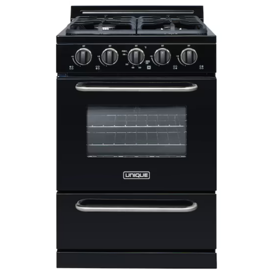 UNIQUE Off-Grid 24-in 4 Burners 3.1-cu ft Freestanding Liquid Propane Gas Range (Black)