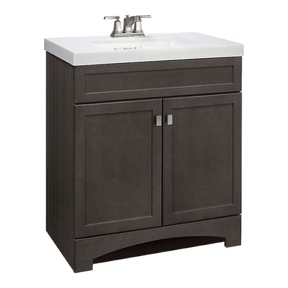 Style Selections Drayden 30-in Heirloom Single Sink Bathroom Vanity with White Cultured Marble Top, CM18F30-SS   642555 *HD2412, Retail: $399.00, FINAL PRICE: $249.99 + TAX