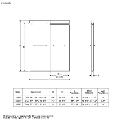 MAAX Duel Chrome 56-in to 60-in x 59-in Semi-frameless Bypass Sliding Bathtub Door, 835270-900-084-000 648033 *HD2405, Retail: $ 679.00 - Final: