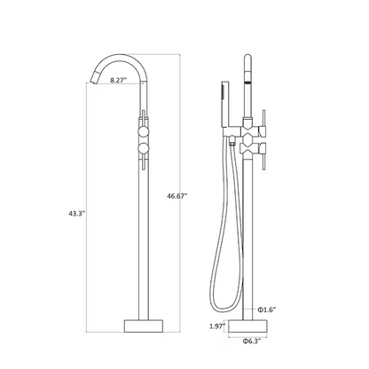 TOPCRAFT Bathtub Faucet 2-handle Freestanding High-Arc with Hand Shower **TRIM ONLY**, FF012BN  *HD2403, MSRP: $429.93, Final Price: $179.99 + Tax