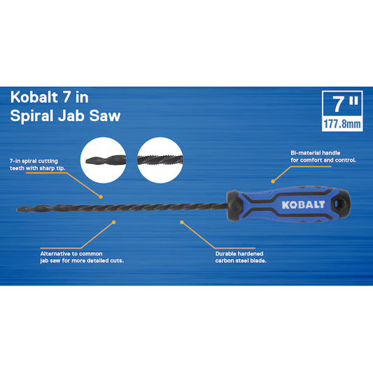 Kobalt Saw - 7" Inch Spiral Jab Saw Carbon Steel Blade, 68554 5024415 *JR24, MSRP: $9.98, Final Price: $4.99 +Tax