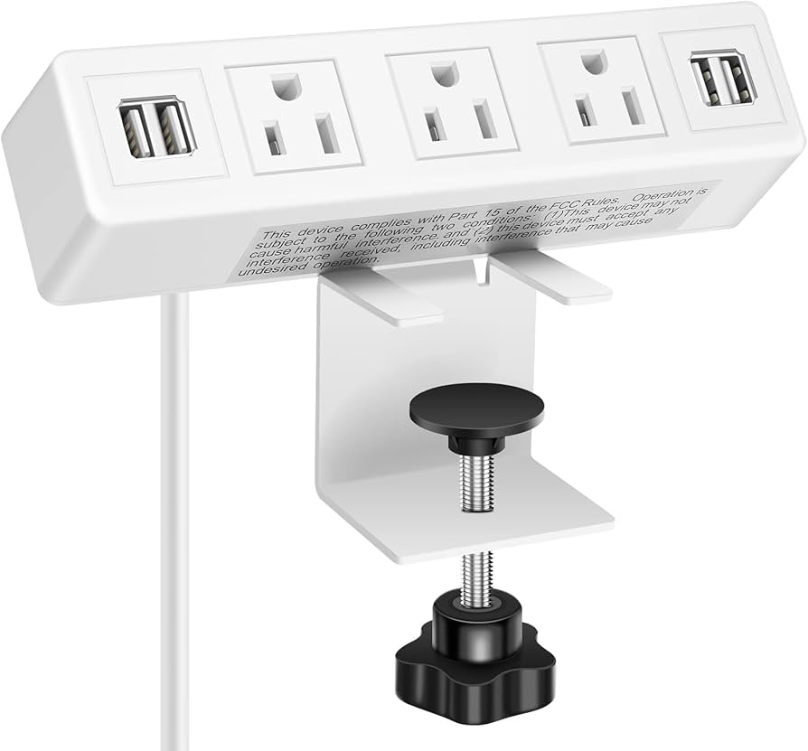 ZGO Outlet White - 3-Prong And USB Connections, Table Top Mount