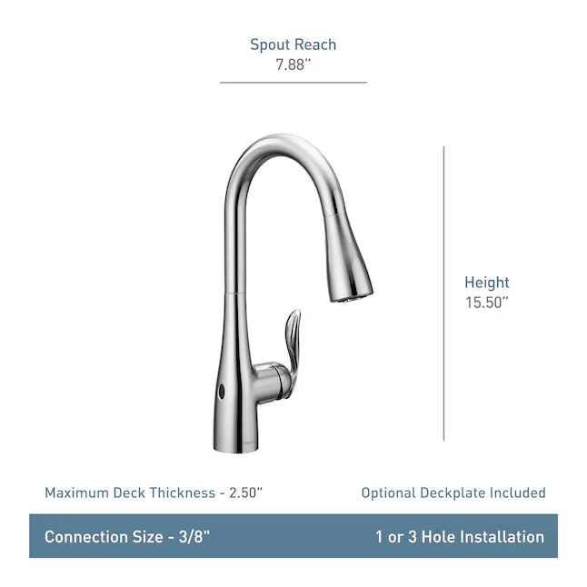 Moen Arbor Chrome Single Handle Touchless Pull-down Kitchen Faucet with Sprayer (Deck Plate Included), 7594EWC *HD2408, Retail: $631.30, FINAL PRICE: $249.99 + TAX