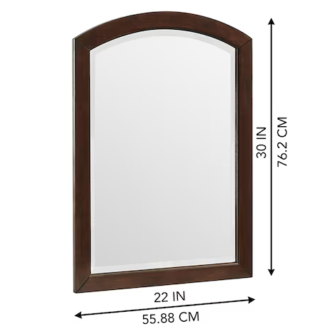 Style Selections Morecott 22-in x 30-in Arch Bathroom Vanity Mirror (Chocolate), 1142MR-22-220   819966 *HD2410, Retail: $89.98, FINAL PRICE: $49.99 + TAX