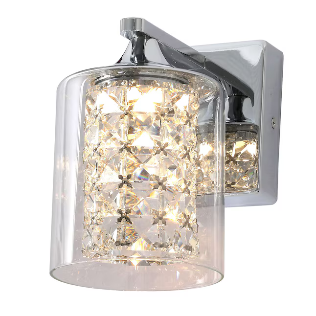 allen + roth Quinn 6.81-in 1-Light Polished Chrome LED Modern/Contemporary Vanity Light, WSL100CH   2525796 *HD2412, Retail: $59.98, FINAL PRICE: $29.99 + TAX