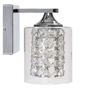 allen + roth Quinn 6.81-in 1-Light Polished Chrome LED Modern/Contemporary Vanity Light, WSL100CH   2525796 *HD2412, Retail: $59.98, FINAL PRICE: $29.99 + TAX