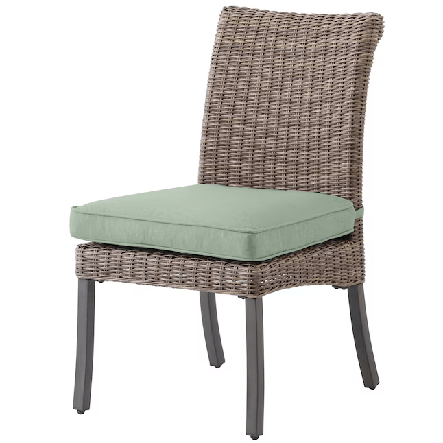 Allen + Roth Isla Park SET OF 4 Woven Brown Steel Frame Stationary Dining Chair with Green Cushioned Seat 5106723 FRS81359-C, MSRP: $800, [FB019] - Final Price: $349.99 + Tax