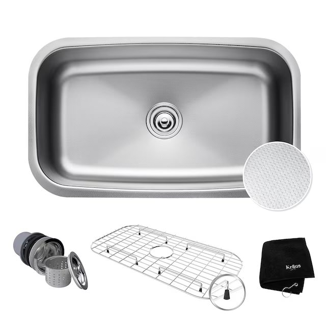 Kraus Outlast MicroShield Undermount 31.5-in x 18.38-in Stainless Steel Single Bowl Kitchen Sink, KBU14E   2845146, MSRP: $239.95, Final Price: $139.00 + Tax