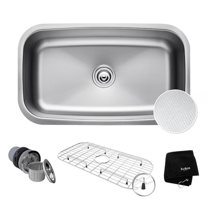 Kraus Outlast MicroShield Undermount 31.5-in x 18.38-in Stainless Steel Single Bowl Kitchen Sink, KBU14E   2845146, MSRP: $239.95, Final Price: $139.00 + Tax