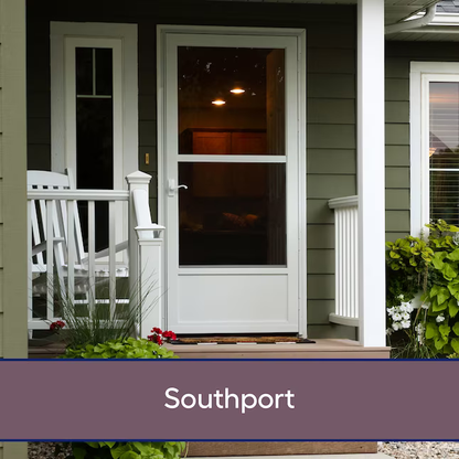 LARSON Southport 36-in x 81-in White Aluminum Storm Door Mid-view with Self-storing Screen White Handle Included, 36016032  444884 *JR2408